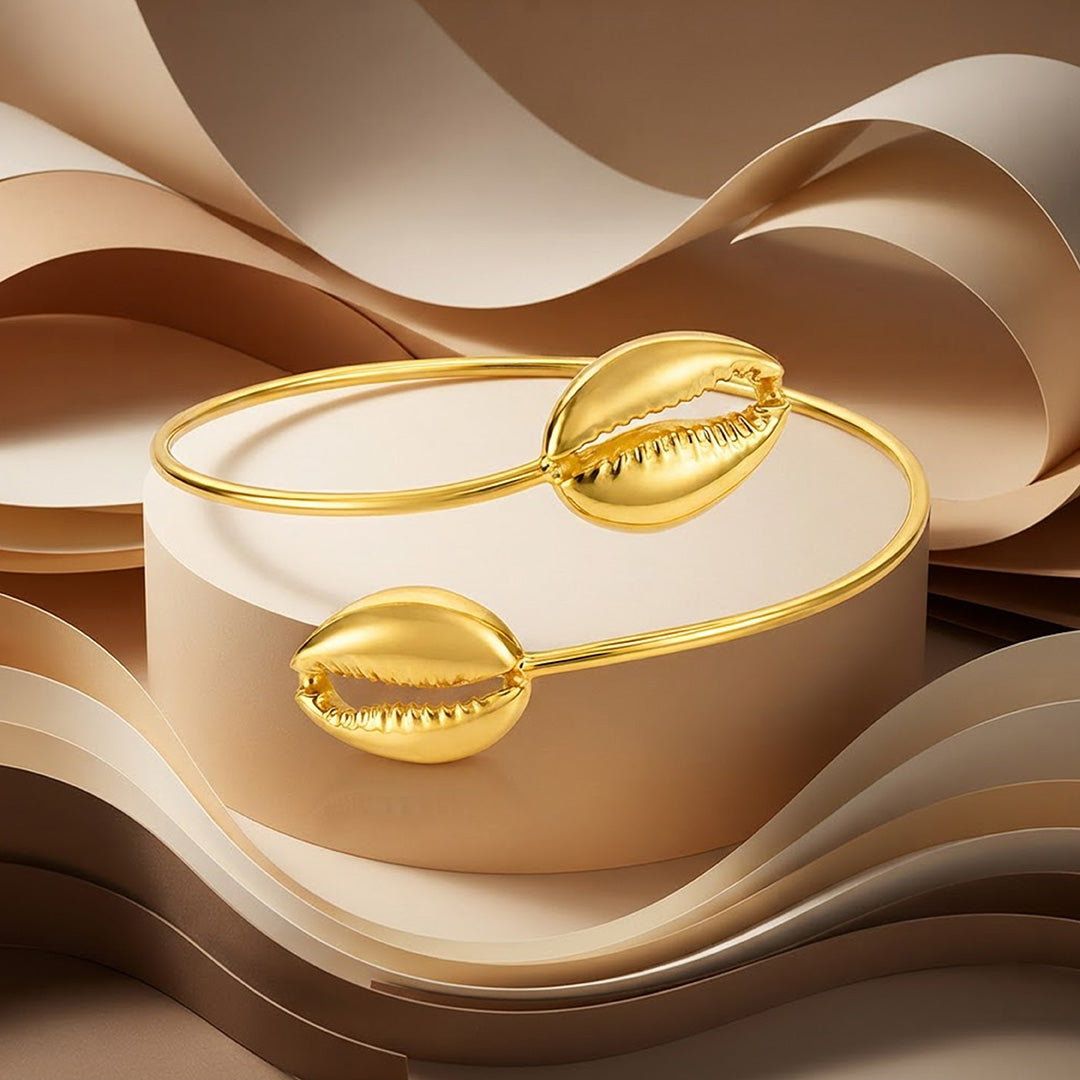 Twin Shell Harmony Golden Sculptural Modern Designer Kada