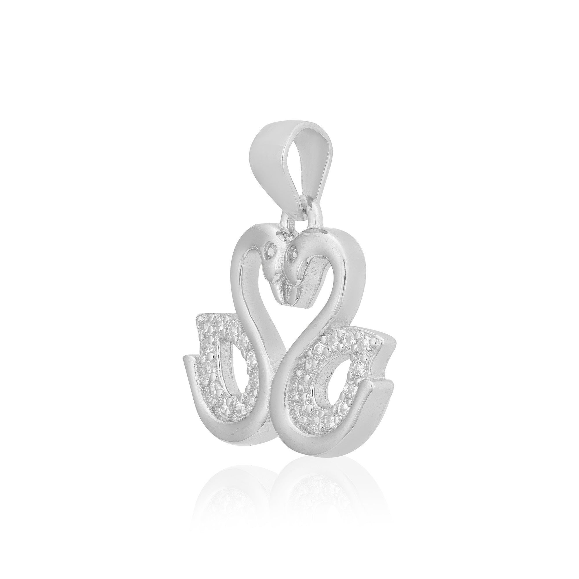 Twin Swan Rhodium Connected Heart Pendants