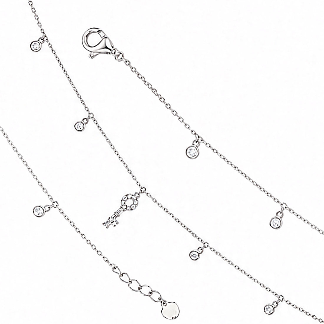 Twinkling Elegance 925 Sterling Silver Drop Charm Bracelet for Women