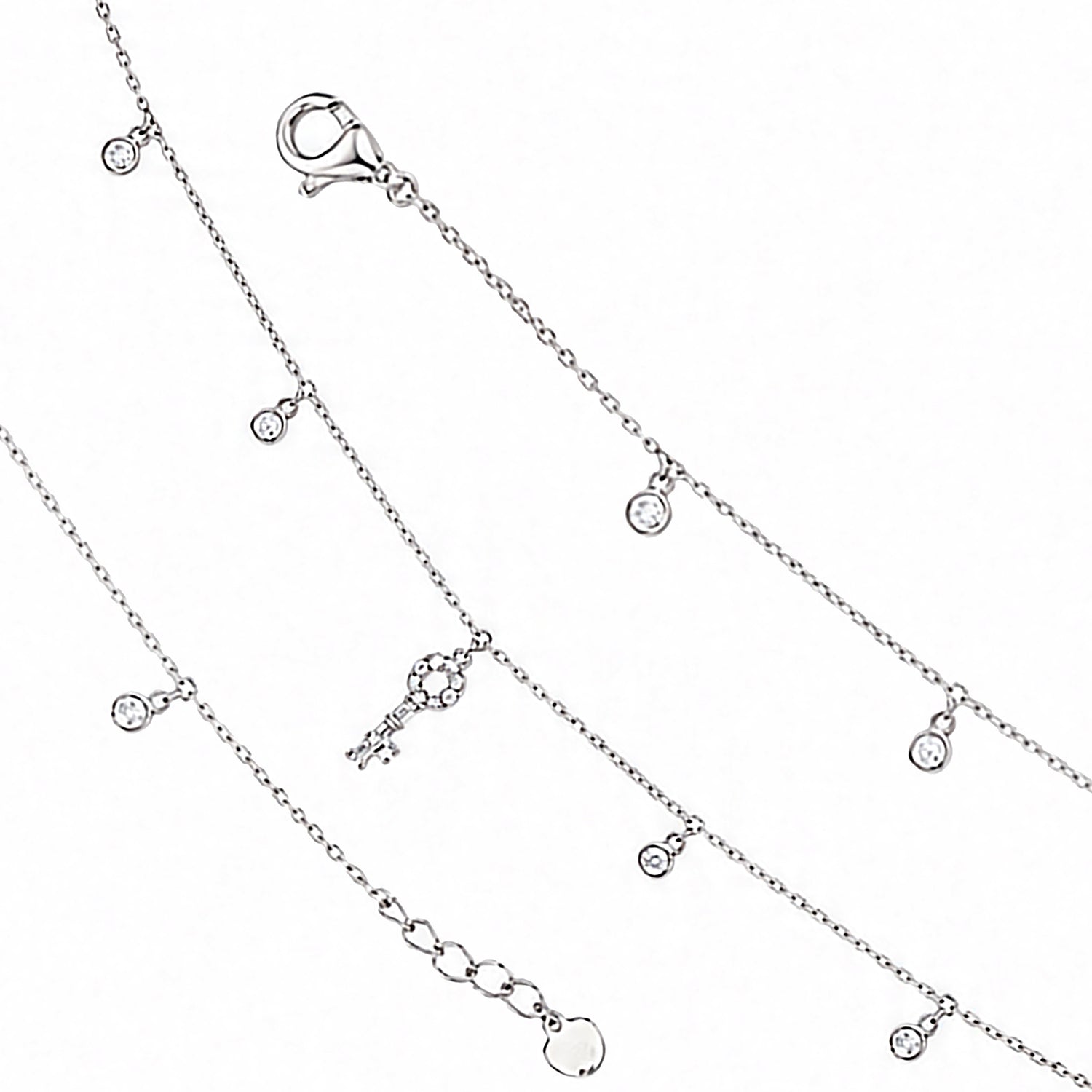 Twinkling Elegance 925 Sterling Silver Drop Charm Bracelet for Women