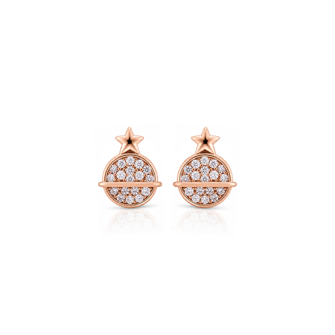 Twinkling Saturn Star 925 Sterling Silver Rose Gold Stud for Kids