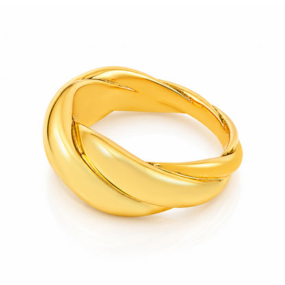 Twisted Golden Elegance 925 Sterling Silver Ring