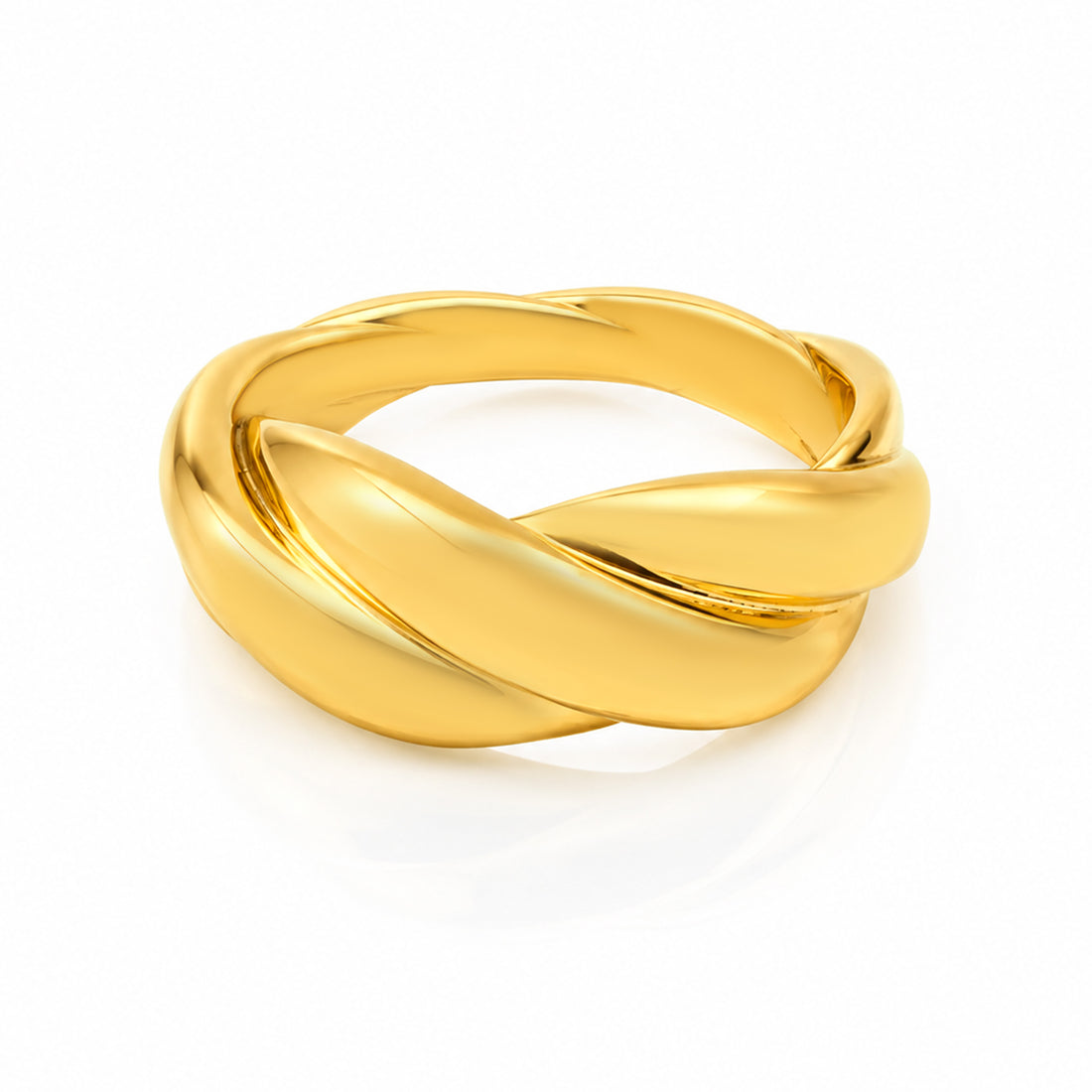Twisted Golden Elegance 925 Sterling Silver Ring