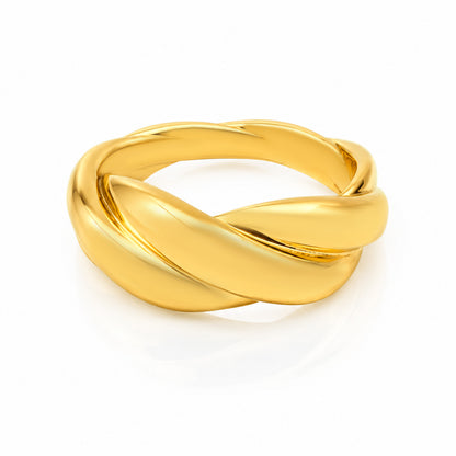 Twisted Golden Elegance 925 Sterling Silver Ring