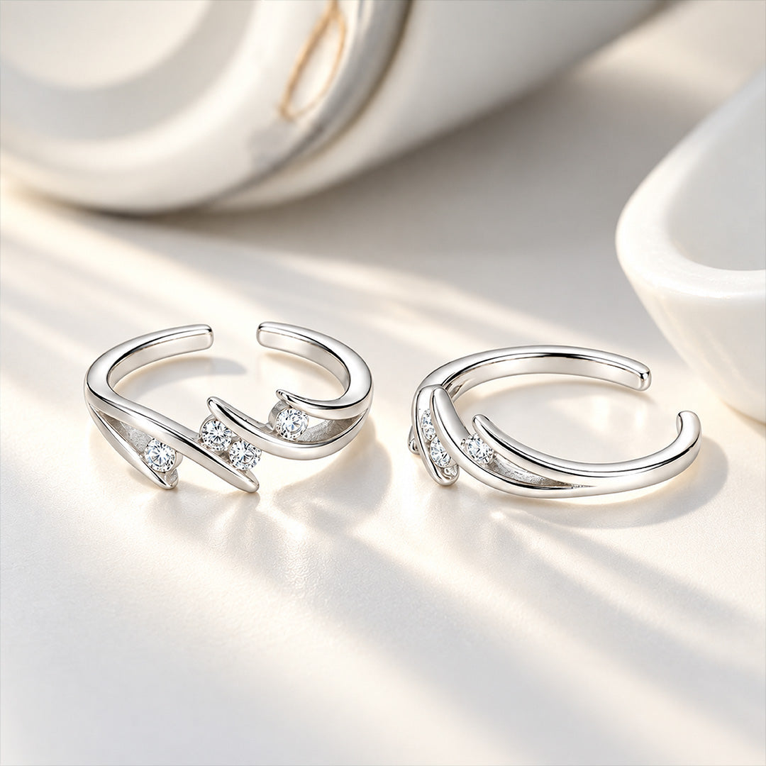 Twisted Wave Cluster Sterling Silver Toe Ring