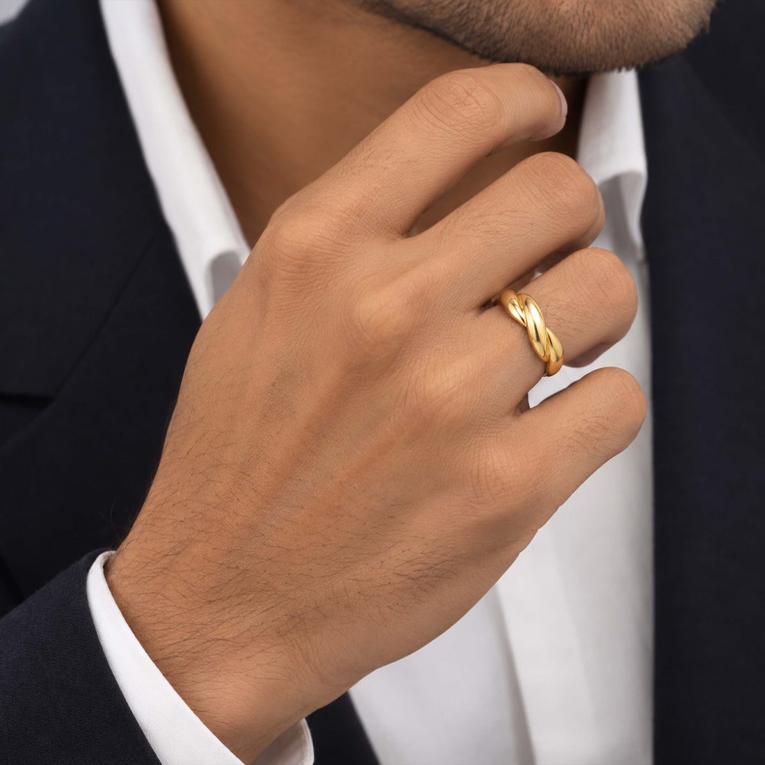 Twisted Golden Elegance 925 Sterling Silver Ring