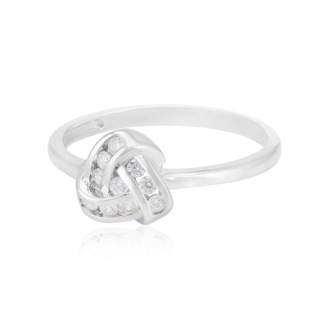 Twisted Knot Rhodium 925 Sparkling Stone Ring