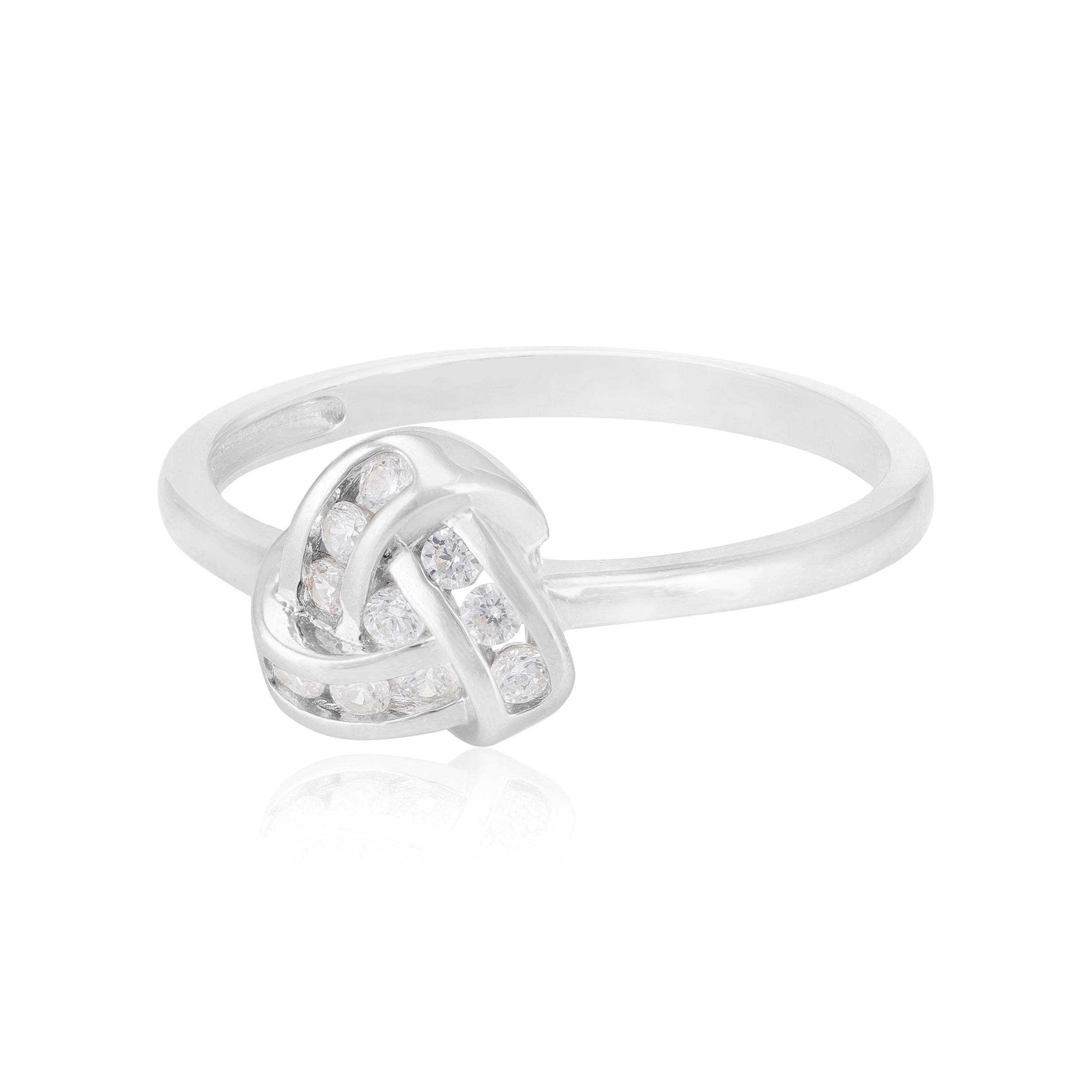 Twisted Knot Rhodium 925 Sparkling Stone Ring