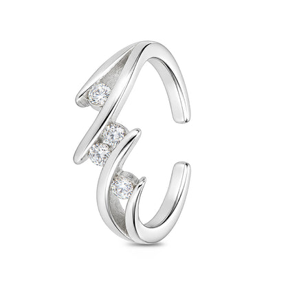 Twisted Wave Cluster Sterling Silver Toe Ring