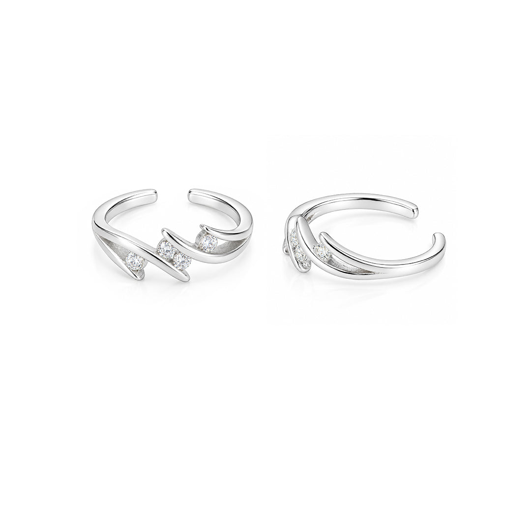 Twisted Wave Cluster Sterling Silver Toe Ring