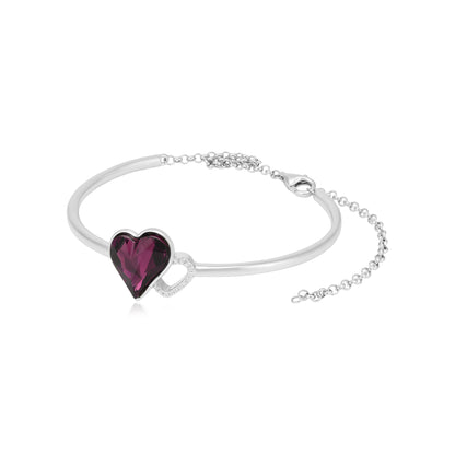 Two Hearts Rhodium 925 Purple White Stone Kada 
