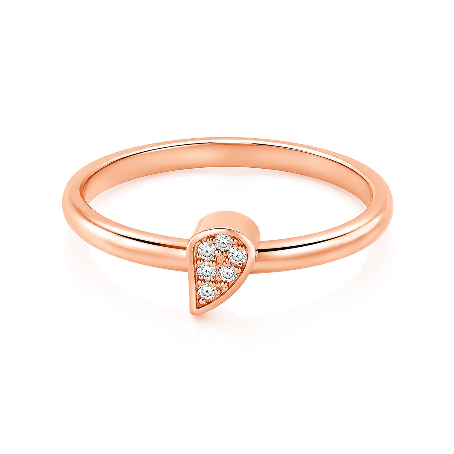 Two Tone Crystal Pave Heart Sterling Silver Ring