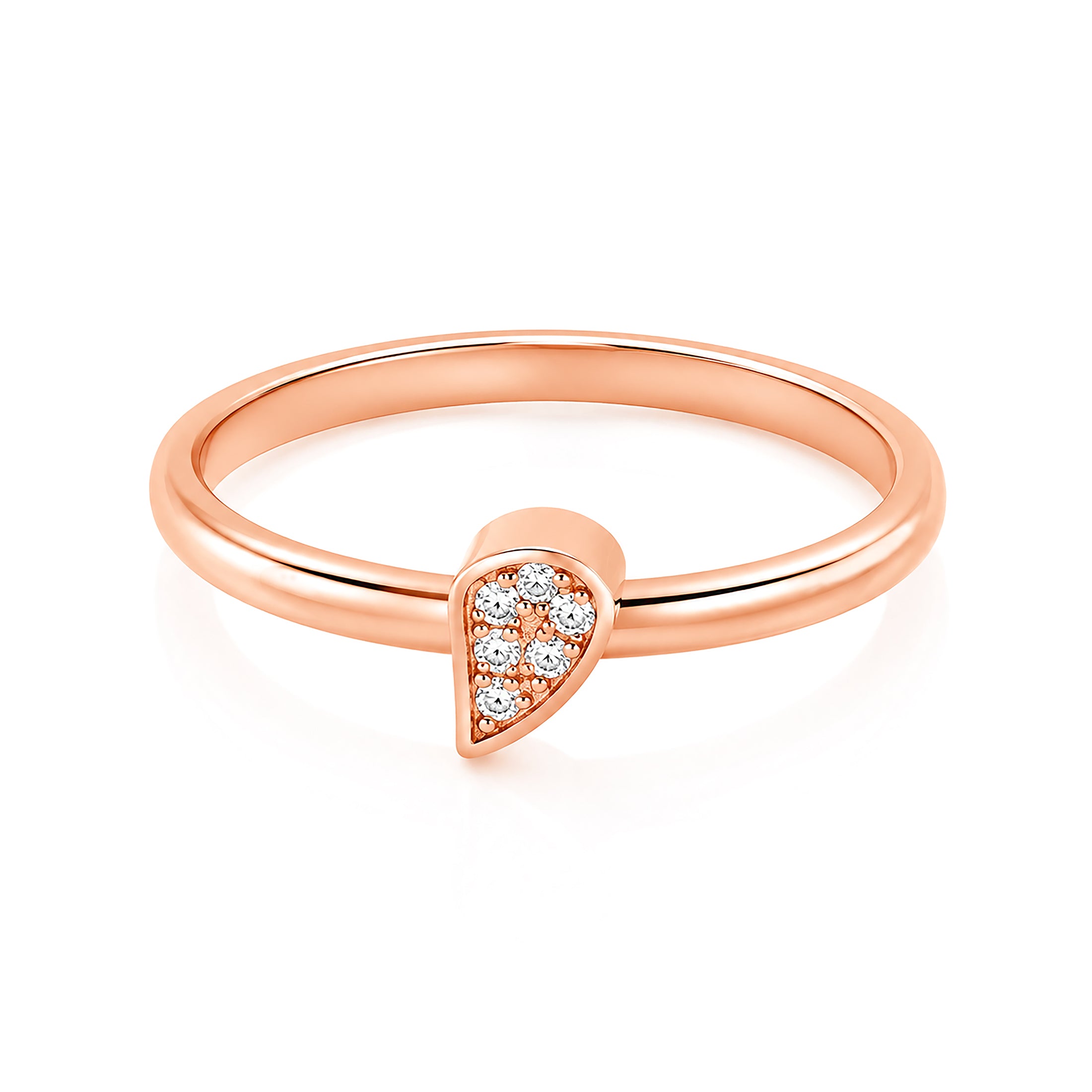 Two Tone Crystal Pave Heart Sterling Silver Ring