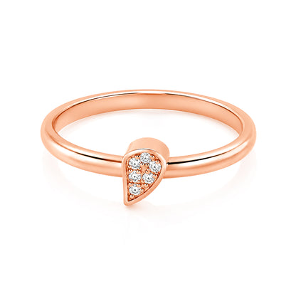 Two Tone Crystal Pave Heart Sterling Silver Ring