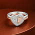 Two Tone Crystal Pave Heart Sterling Silver Ring