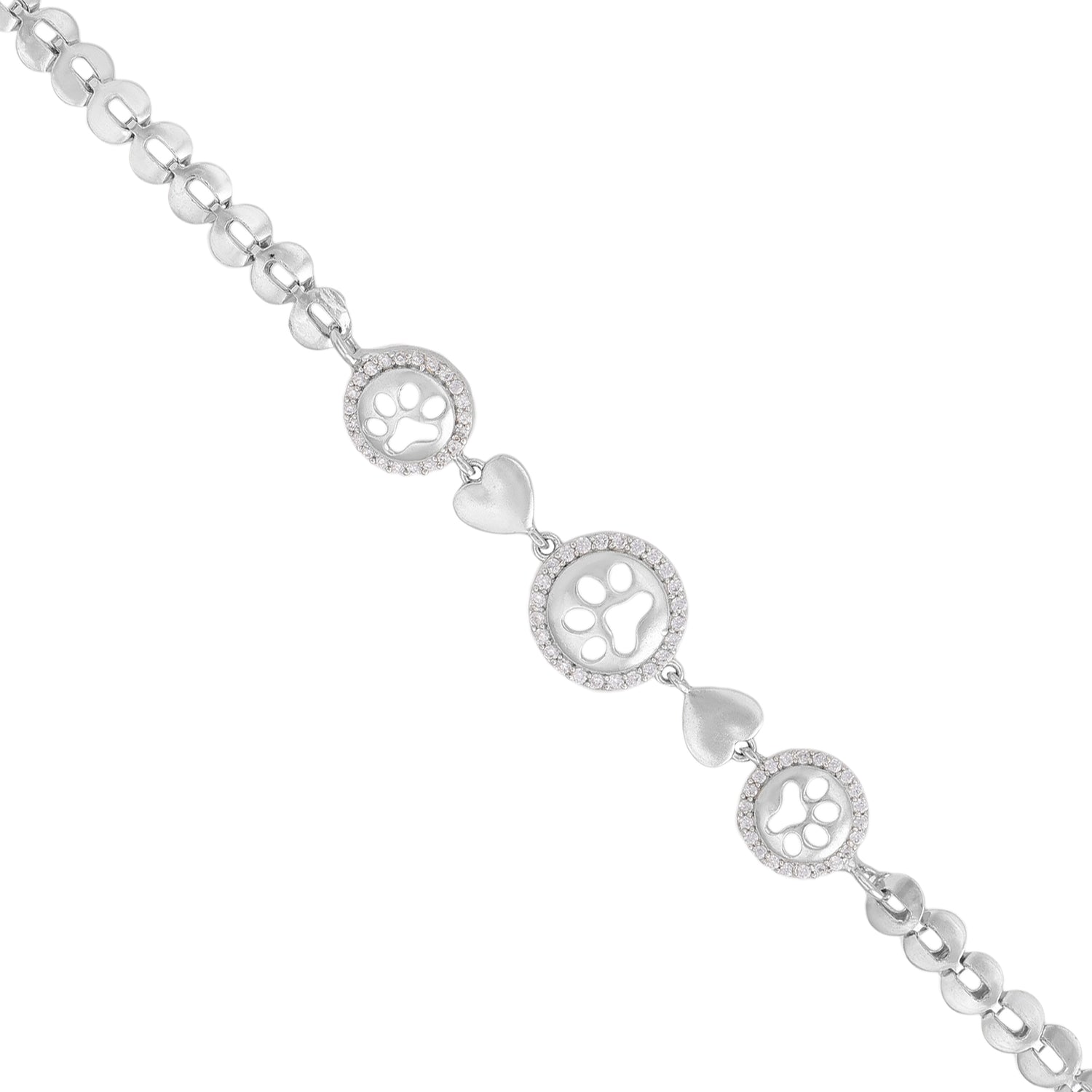 Unconditional Love Rhodium 925 Paws Hearts Bracelets