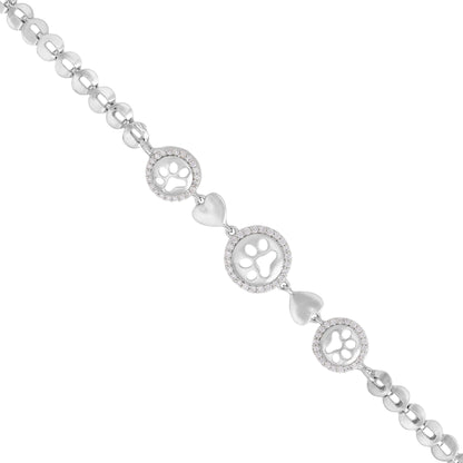 Unconditional Love Rhodium 925 Paws Hearts Bracelets