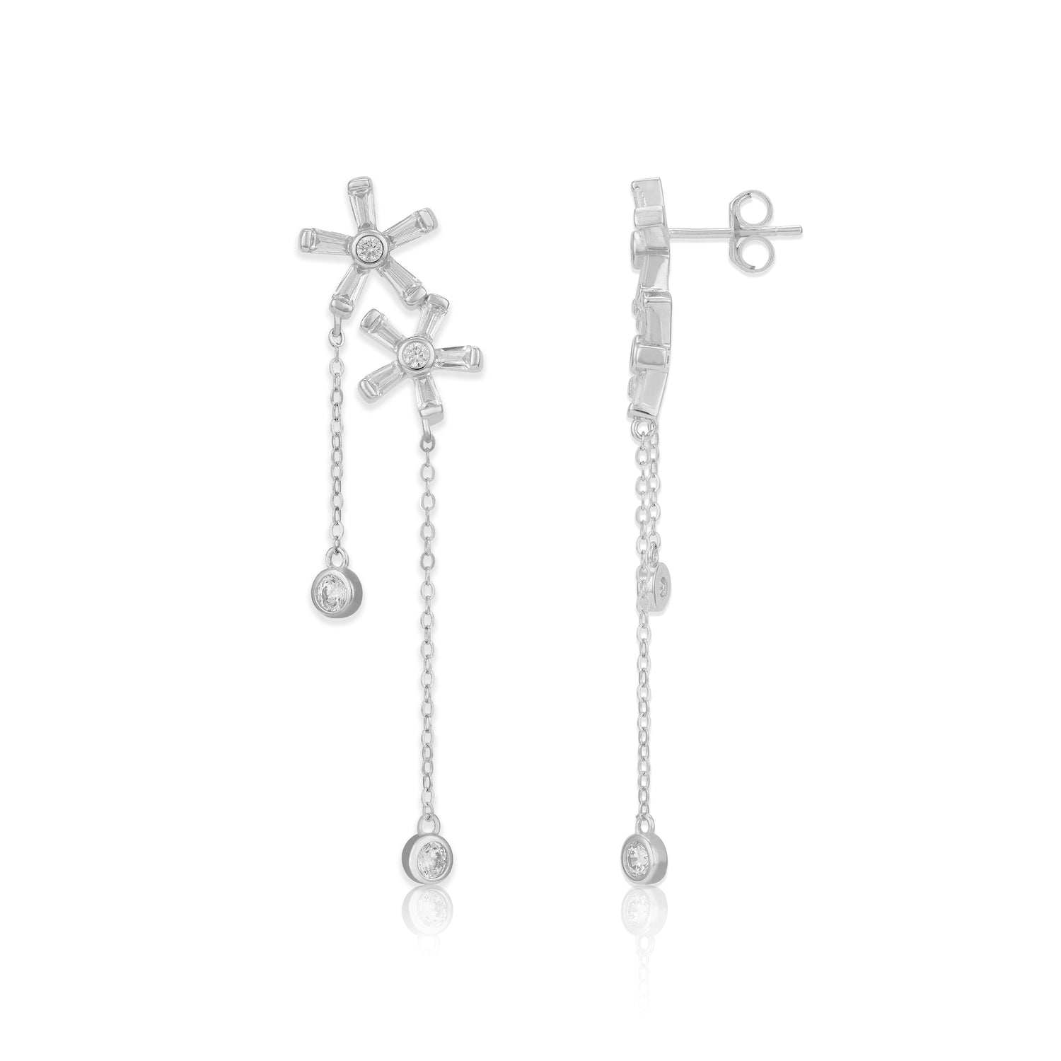 Unique Flow 925 Sterling Silver Dual Dangling Earring for Women