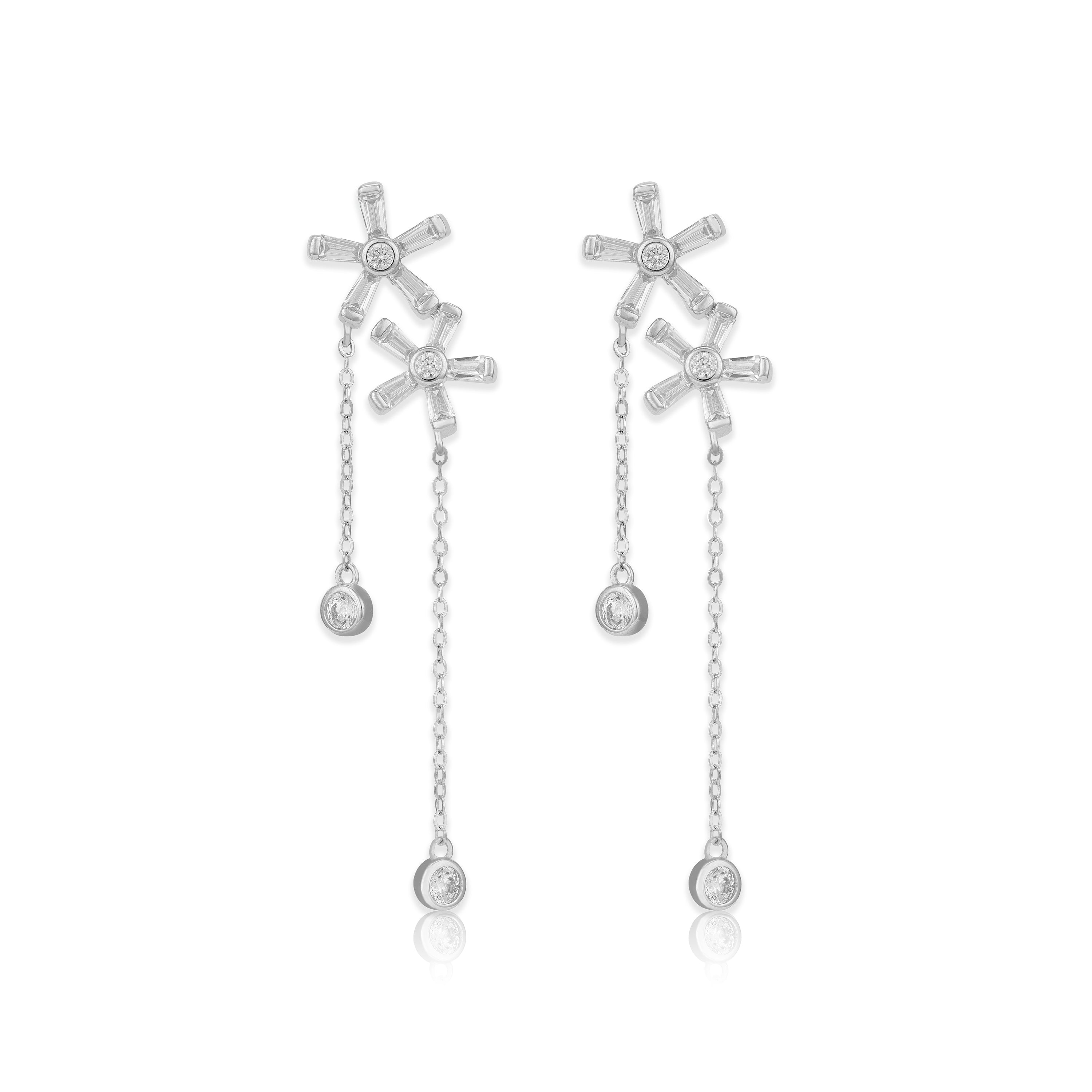Unique Flow 925 Sterling Silver Dual Dangling Earring for Women