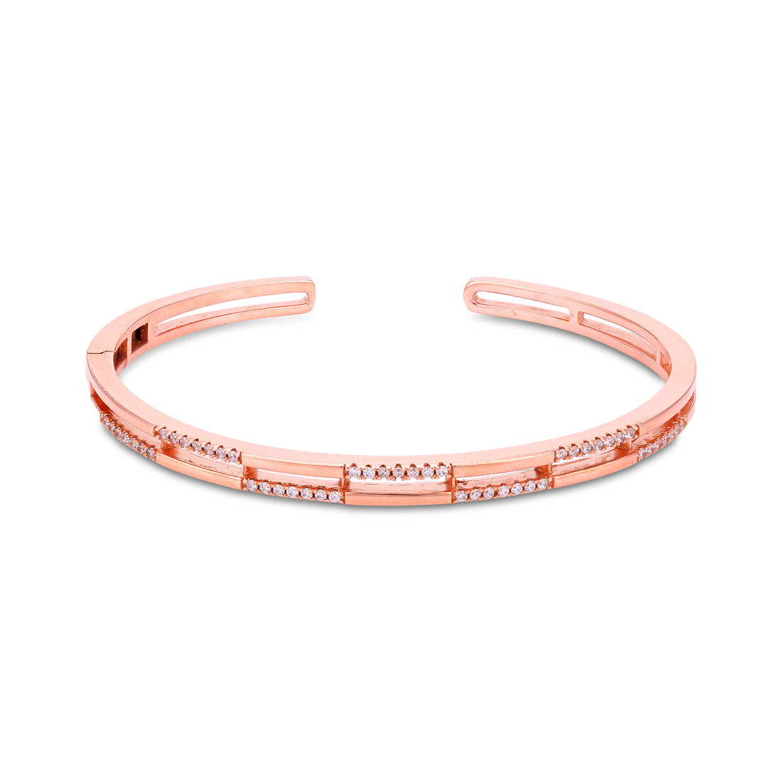 Urban Sparkle 925 Sterling Silver Rose Gold Kada for Wome