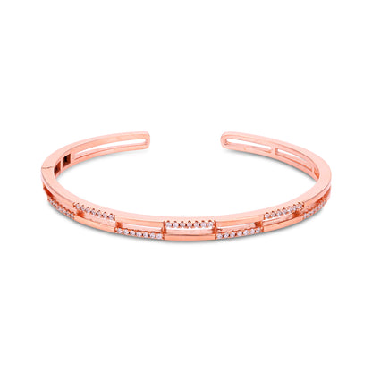 Urban Sparkle 925 Sterling Silver Rose Gold Kada for Wome