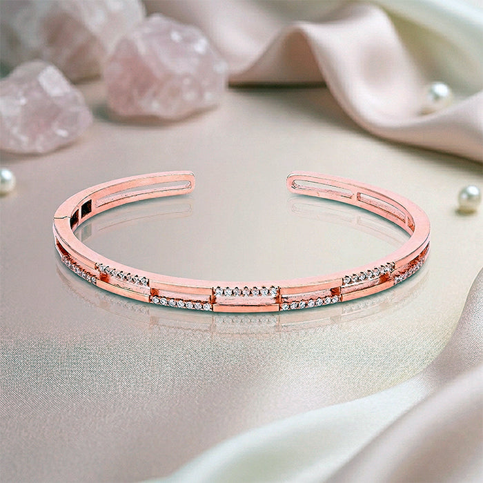 Urban Sparkle 925 Sterling Silver Rose Gold Kada for Wome