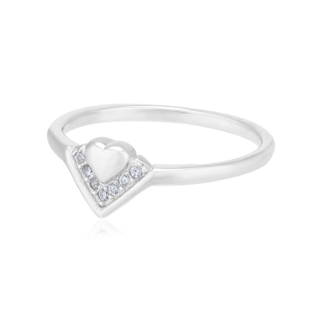 V-Cut Heart Fusion Rhodium 925 Ring