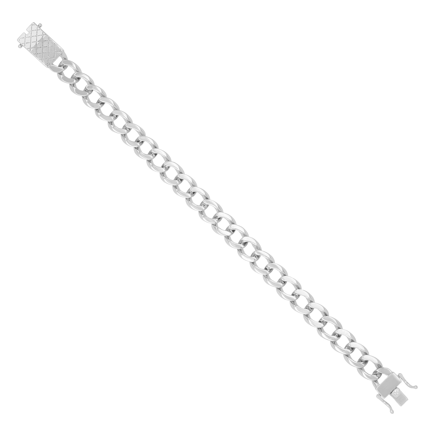 925 Sterling Silver Metro Luxe Cuban Style Statement Rhodium Plated Bracelet for Men