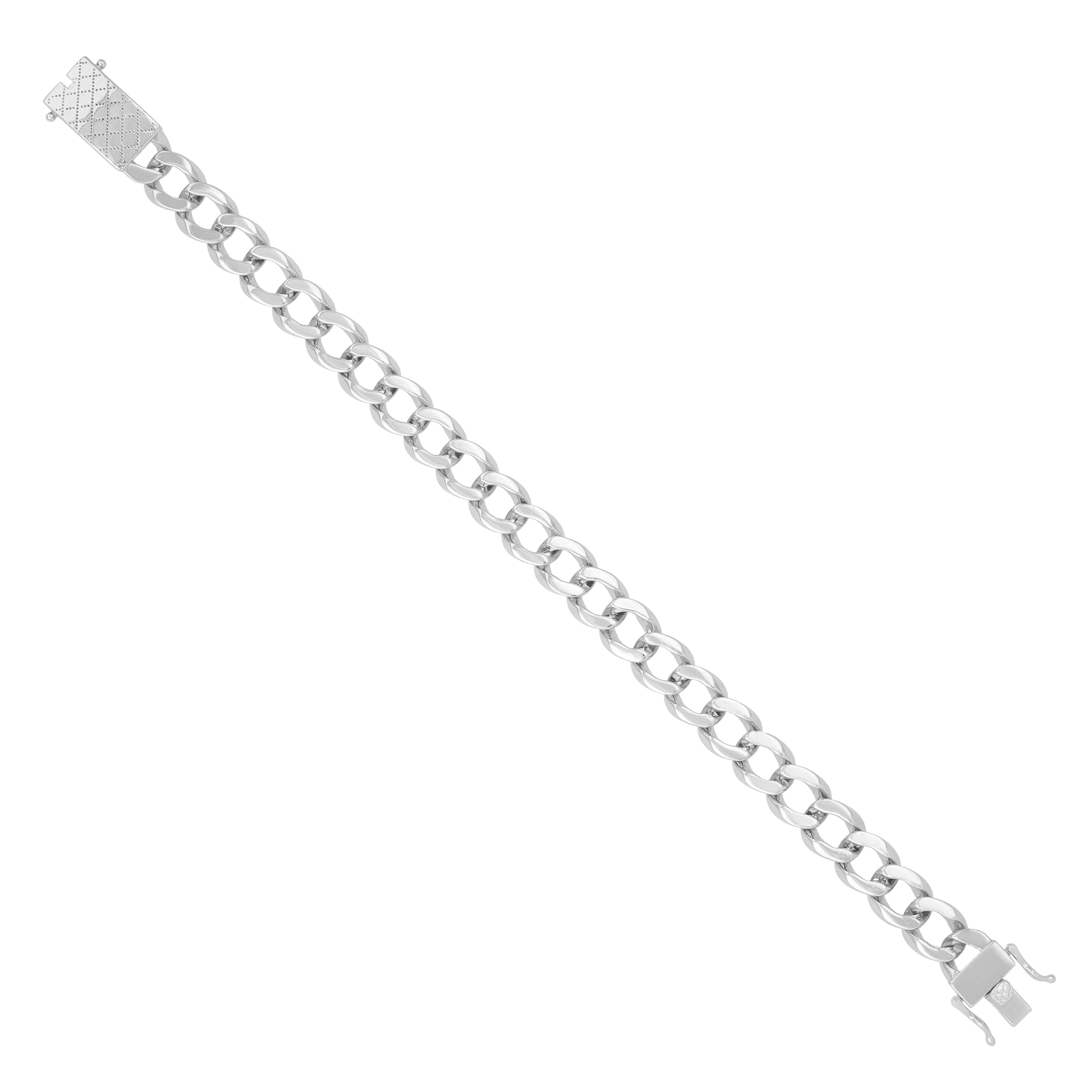 925 Sterling Silver Metro Luxe Cuban Style Statement Rhodium Plated Bracelet for Men