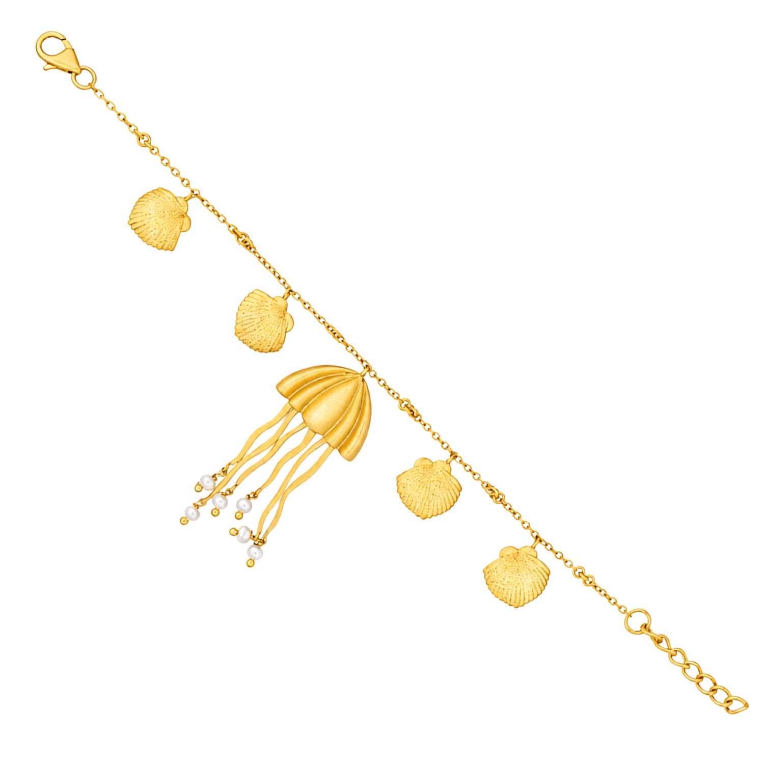 Golden Shell Tassel 925 Sterling Silver Chain Bracelet Vendi Select