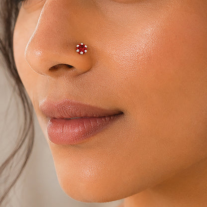 Velvet Ruby Glow 925 Sterling Silver Premium Nosepin
