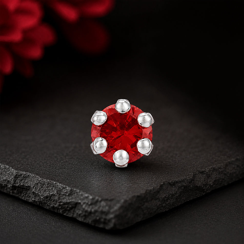 Velvet Ruby Glow 925 Sterling Silver Premium Nosepin
