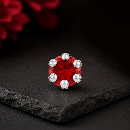 Velvet Ruby Glow 925 Sterling Silver Premium Nosepin