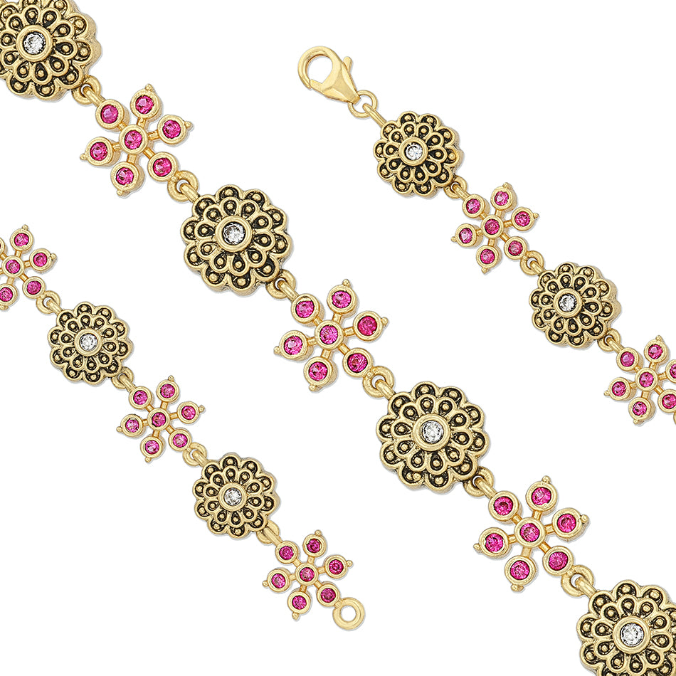 Vendi · Products · 925 Sterling Silver Pink Blossom Filigree Bracelet for Women · Shopify