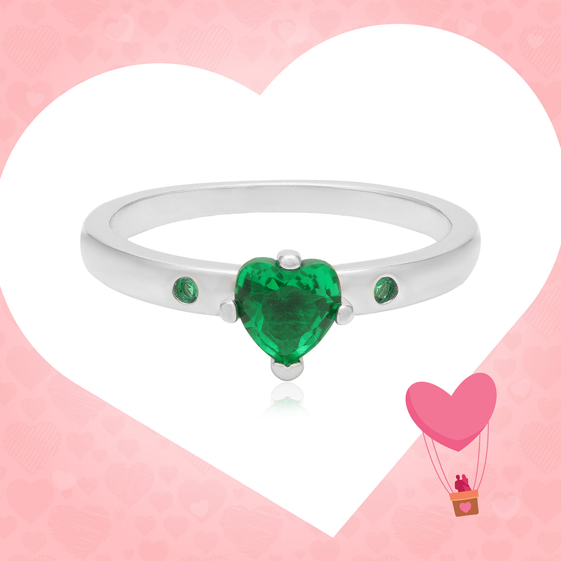 Verdant Embrace Rhodium Plated 925 Heart Ring