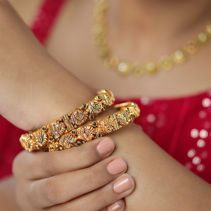 Verdant Infused 925 Graceful Peacock Detailing Bangles