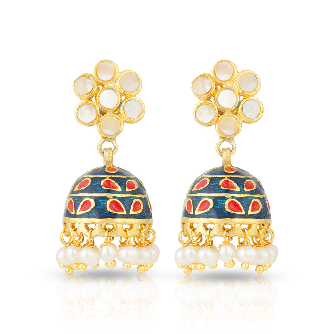 Vibrant Meenakari Pearl Drop 925 Sterling Silver Earrings