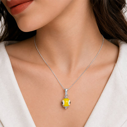 Vibrant Yellow Nazar Protection Sterling Silver Pendant