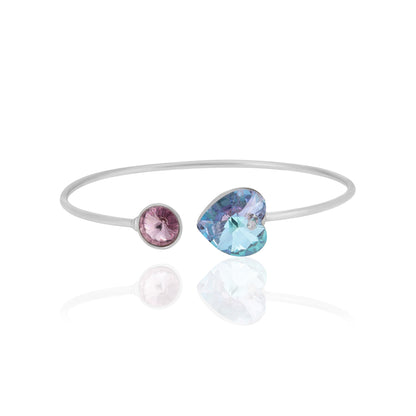 Vibrant Heart Rhodium Plated Purple Stone Edge Kada