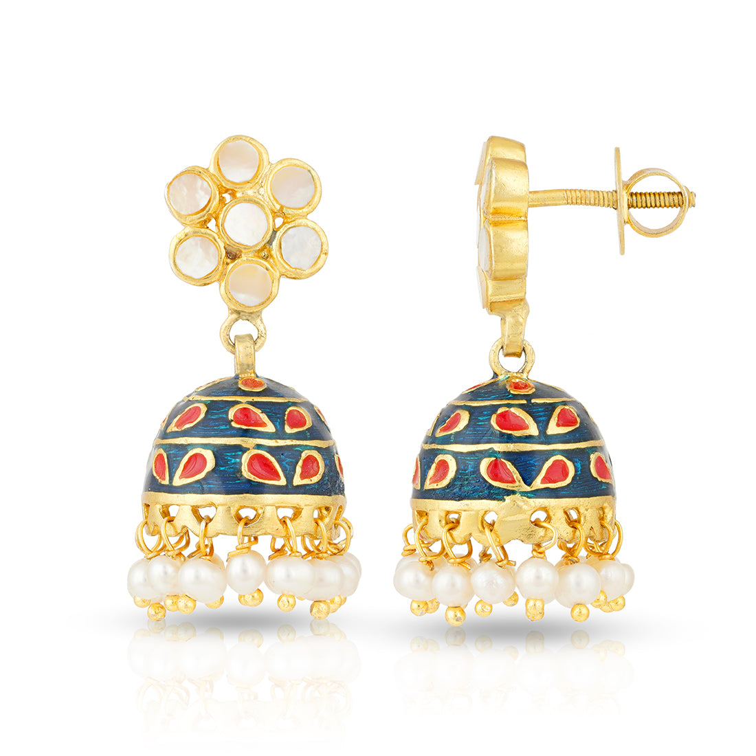 Vibrant Meenakari Pearl Drop 925 Sterling Silver Earrings
