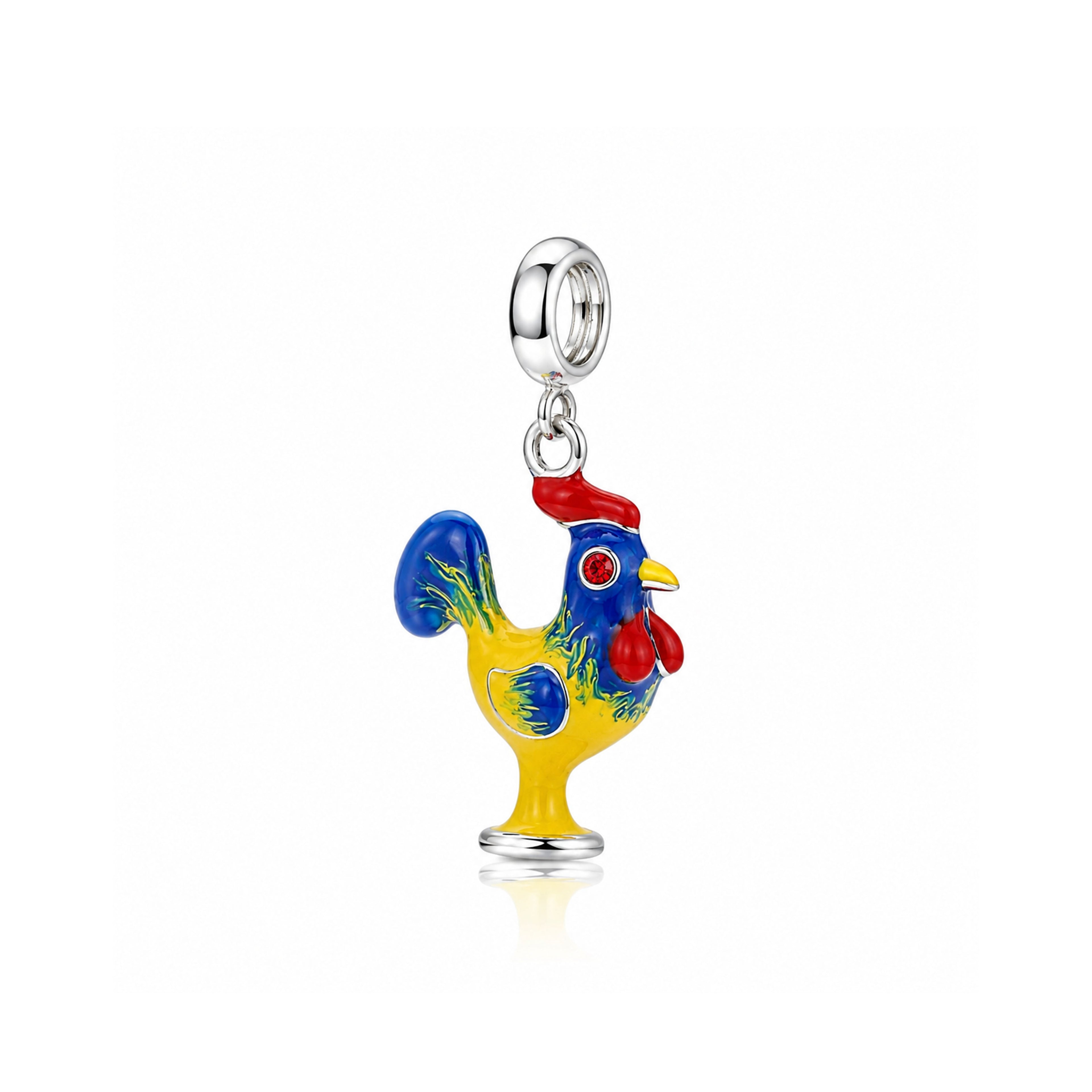 Vibrant Rooster Charm 925 Sterling Silver SignaturePendant