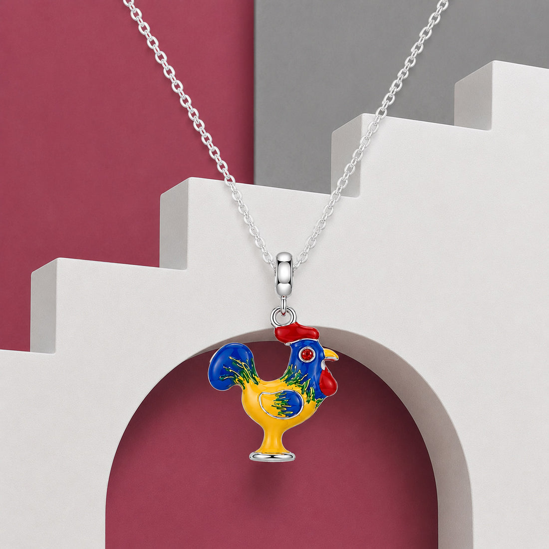 Vibrant Rooster Charm 925 Sterling Silver Signature Pendant