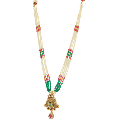 Vibrant Tri Colour Beads 925 Chic Centre Pendant Haram