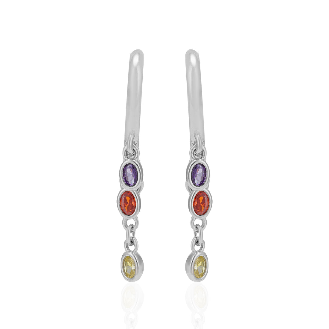 Vibrant Trio 925 Rhodium Plated Colour Circle Studs