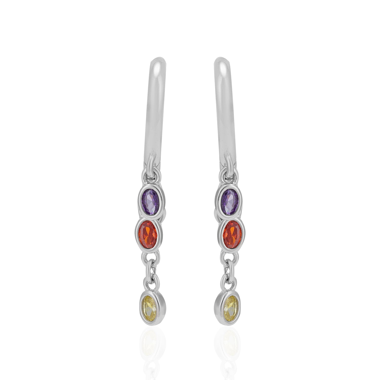 Vibrant Trio 925 Rhodium Plated Colour Circle Studs