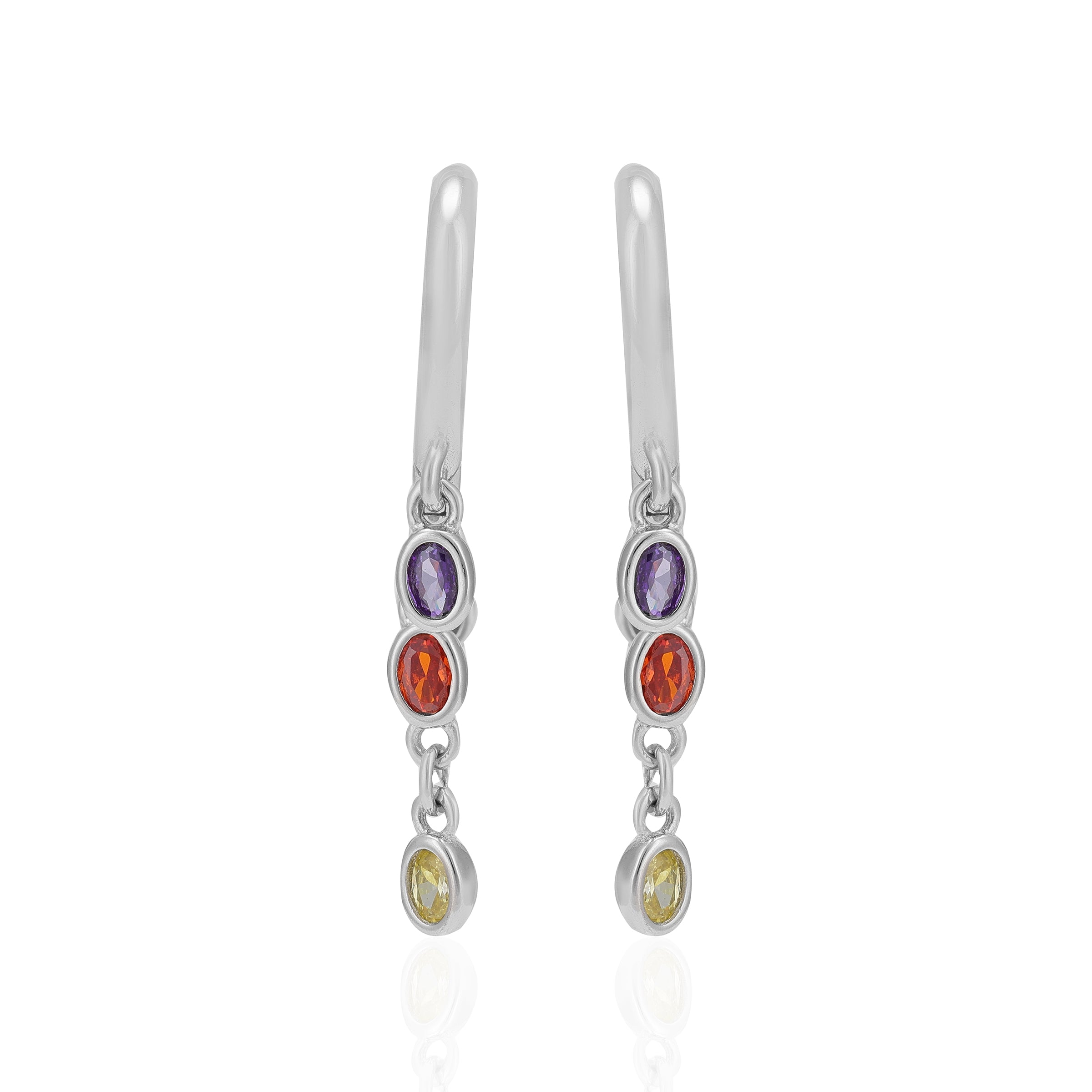 Vibrant Trio 925 Rhodium Plated Colour Circle Studs