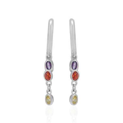 Vibrant Trio 925 Rhodium Plated Colour Circle Studs