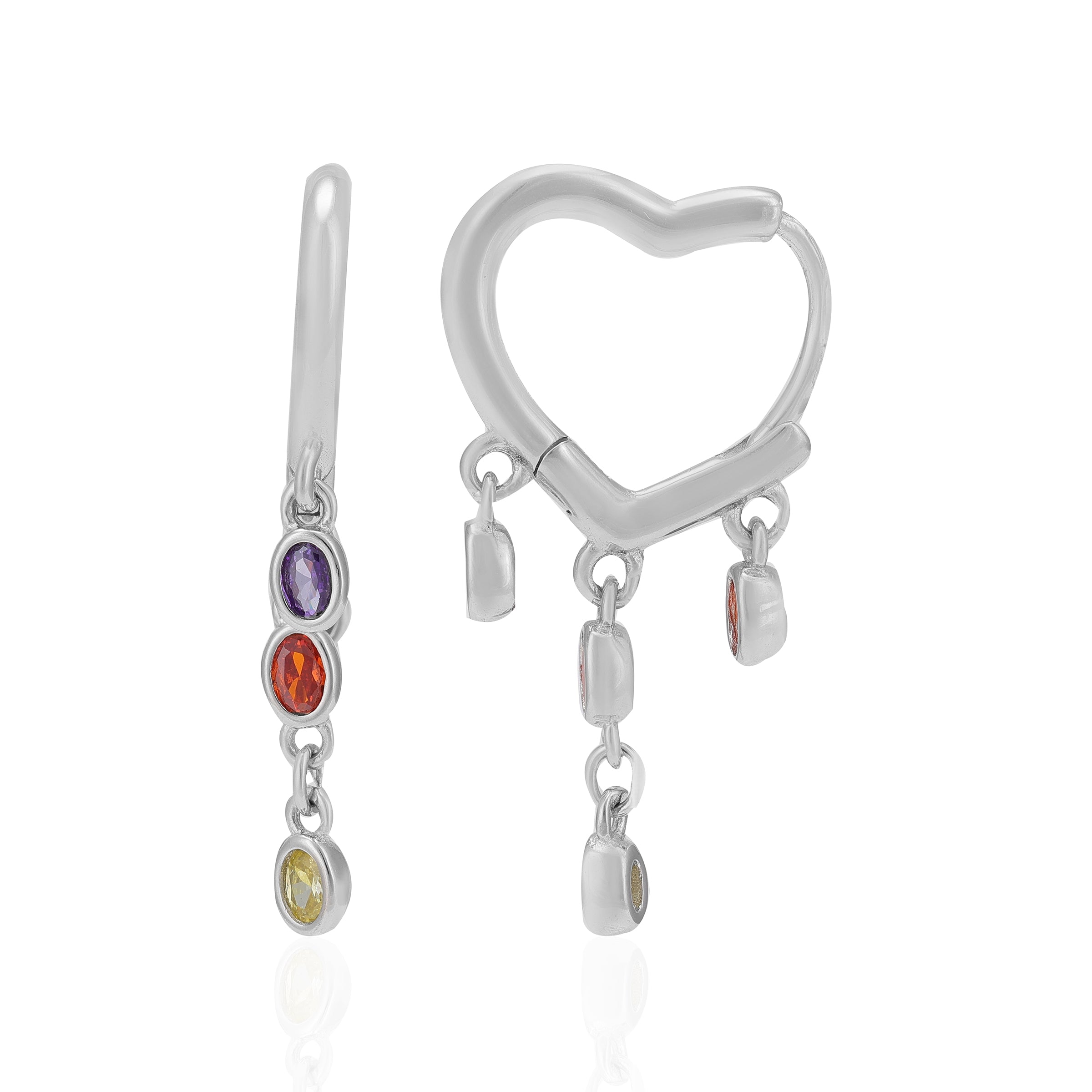 Vibrant Trio 925 Rhodium Plated Colour Circle Studs