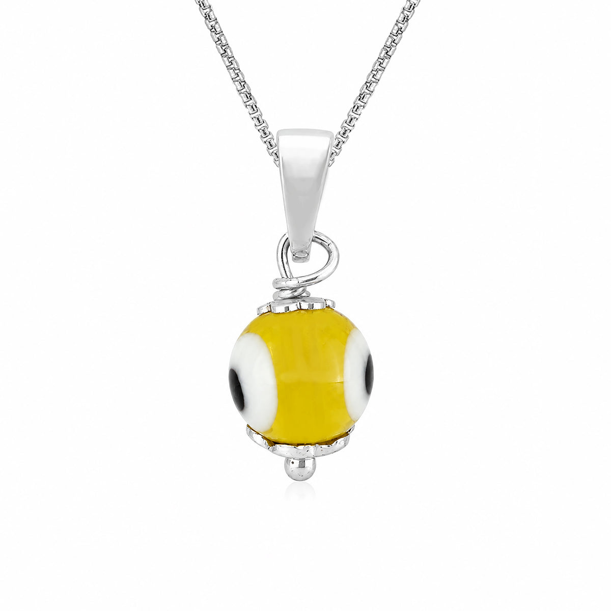 Vibrant Yellow Nazar Protection Sterling Silver Pendant