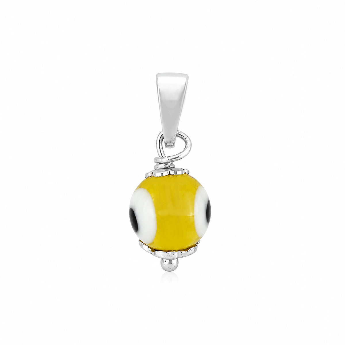 Vibrant Yellow Nazar Protection Sterling Silver Pendant